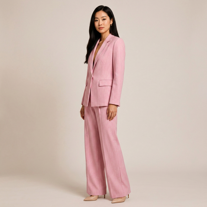 Single Button Blazer and Wide Leg Pants Set for Meetings Ready Women-Vyana Collective