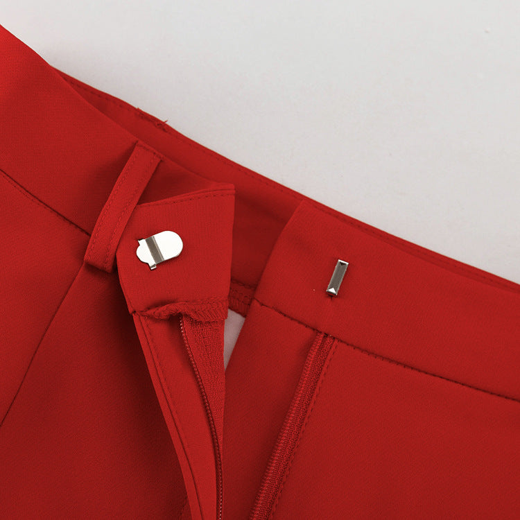 Single Button Notched Lapel Blazer &amp; Front Slit Maxi Skirt Two-Piece Suit Set-Vyana Collective