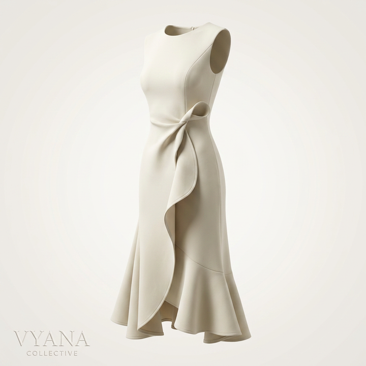Sleeveless Ruffle Midi Dress for Elegant Occasion Wear-Vyana Collective