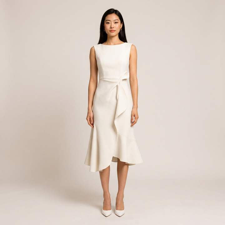 Sleeveless Ruffle Midi Dress for Elegant Occasion Wear-Vyana Collective
