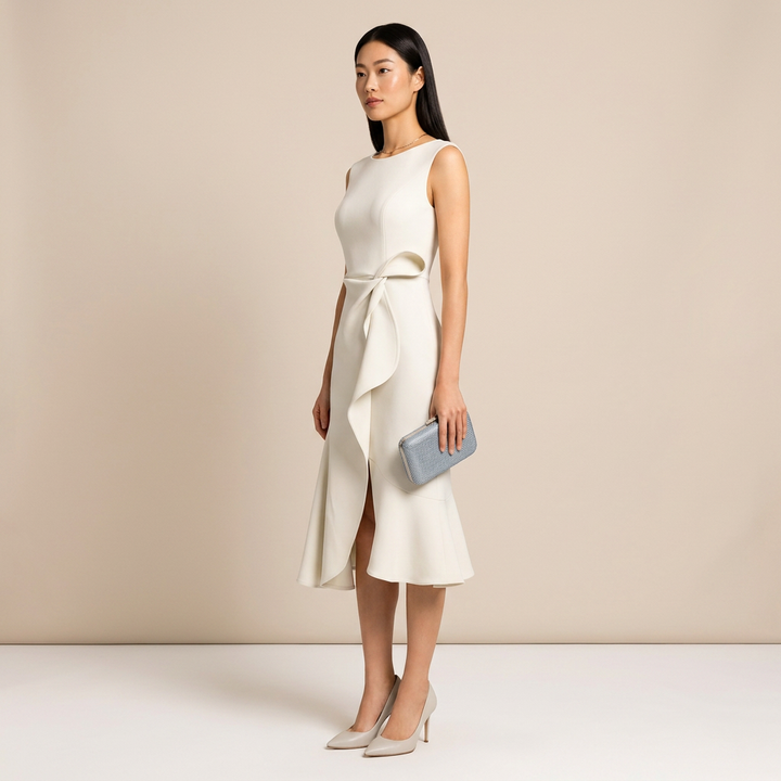 Sleeveless Ruffle Midi Dress for Elegant Occasion Wear-Vyana Collective