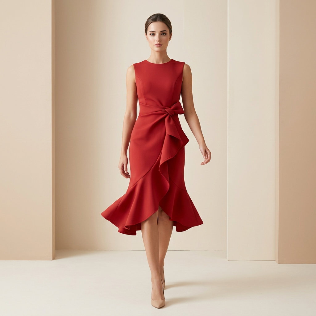 Sleeveless Ruffle Midi Dress for Elegant Occasion Wear-Vyana Collective
