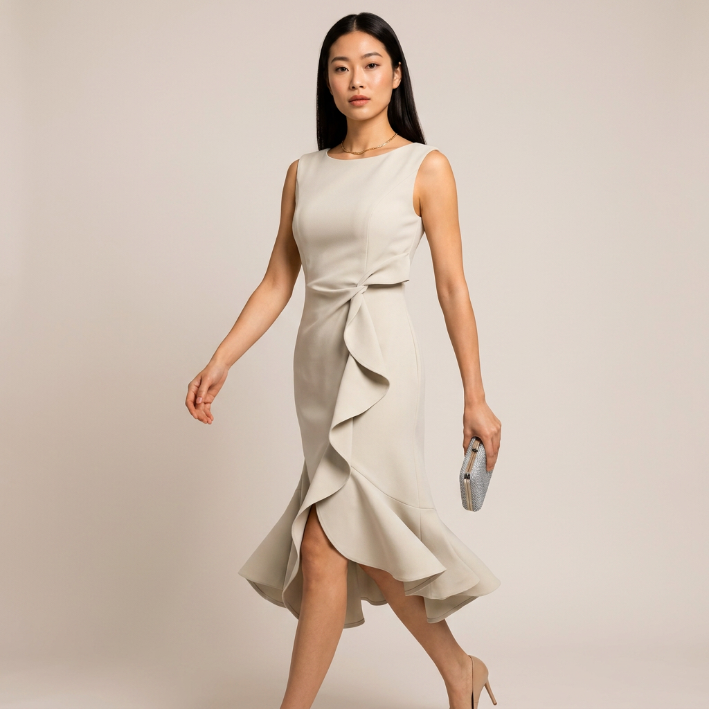Sleeveless Ruffle Midi Dress for Elegant Occasion Wear-Vyana Collective