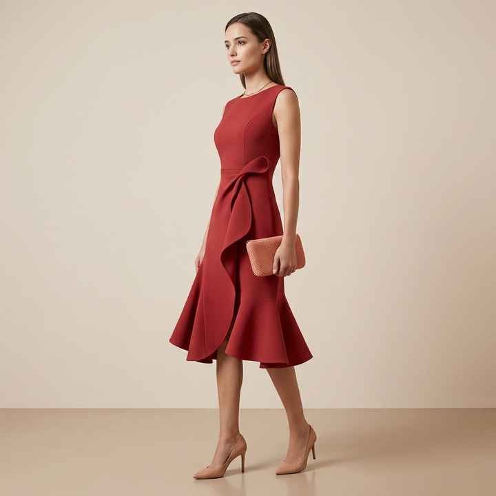 Sleeveless Ruffle Midi Dress for Elegant Occasion Wear-Vyana Collective