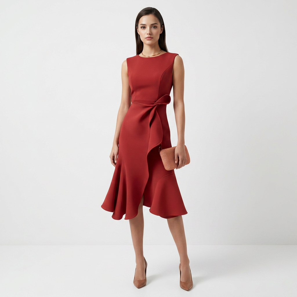 Sleeveless Ruffle Midi Dress for Elegant Occasion Wear-Vyana Collective
