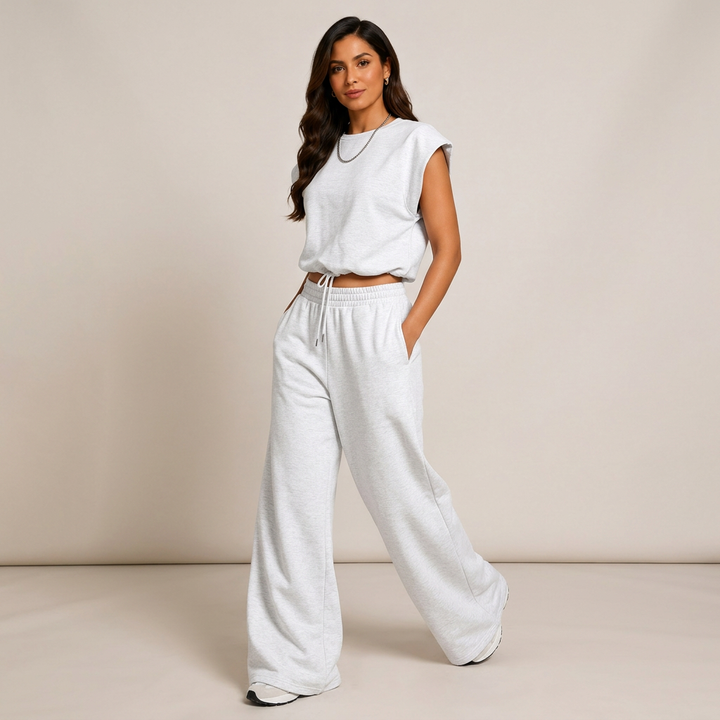 Sleeveless Top and Wide Leg Pants Outfit Set for Daily Comfort and Relaxed Modern Style Women-Vyana Collective