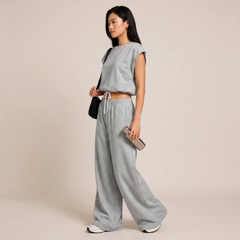 Sleeveless Top and Wide Leg Pants Outfit Set for Daily Comfort and Relaxed Modern Style Women-Vyana Collective