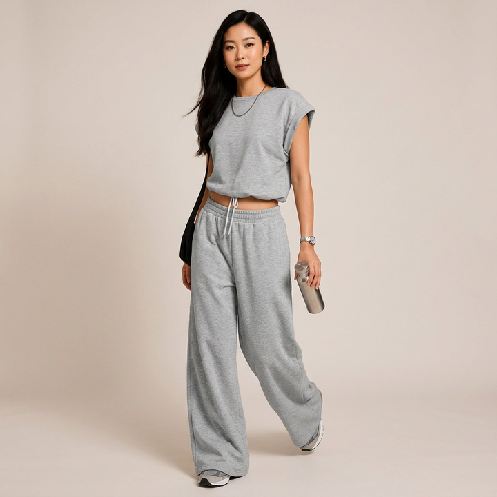 Sleeveless Top and Wide Leg Pants Outfit Set for Daily Comfort and Relaxed Modern Style Women-Vyana Collective
