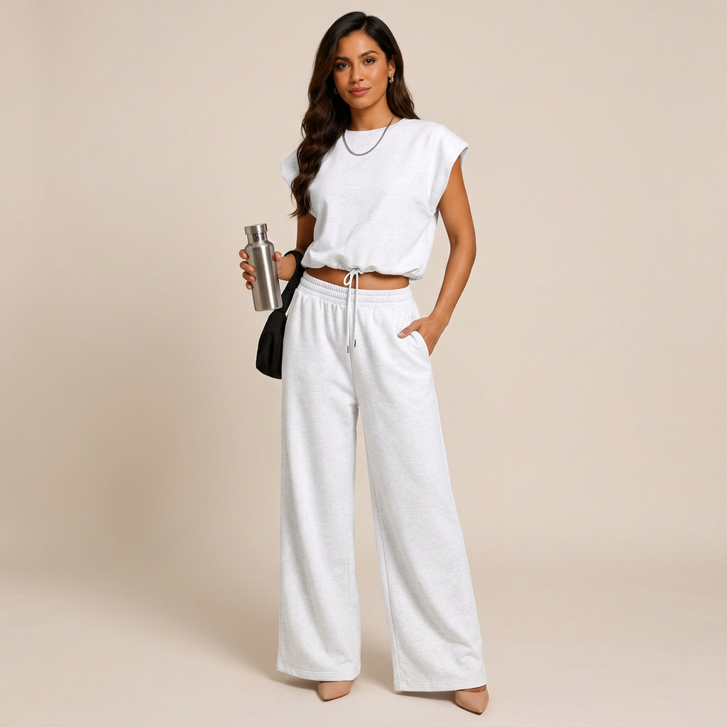 Sleeveless Top and Wide Leg Pants Outfit Set for Daily Comfort and Relaxed Modern Style Women-Vyana Collective