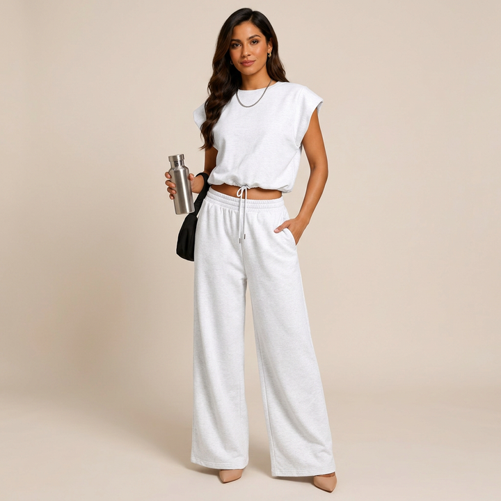 Sleeveless Top and Wide Leg Pants Outfit Set for Daily Comfort and Relaxed Modern Style Women-Vyana Collective