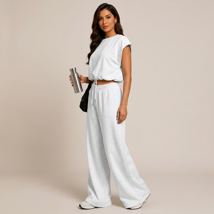 Sleeveless Top and Wide Leg Pants Outfit Set for Daily Comfort and Relaxed Modern Style Women-Vyana Collective