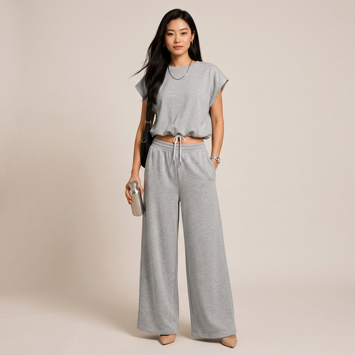 Sleeveless Top and Wide Leg Pants Outfit Set for Daily Comfort and Relaxed Modern Style Women-Vyana Collective