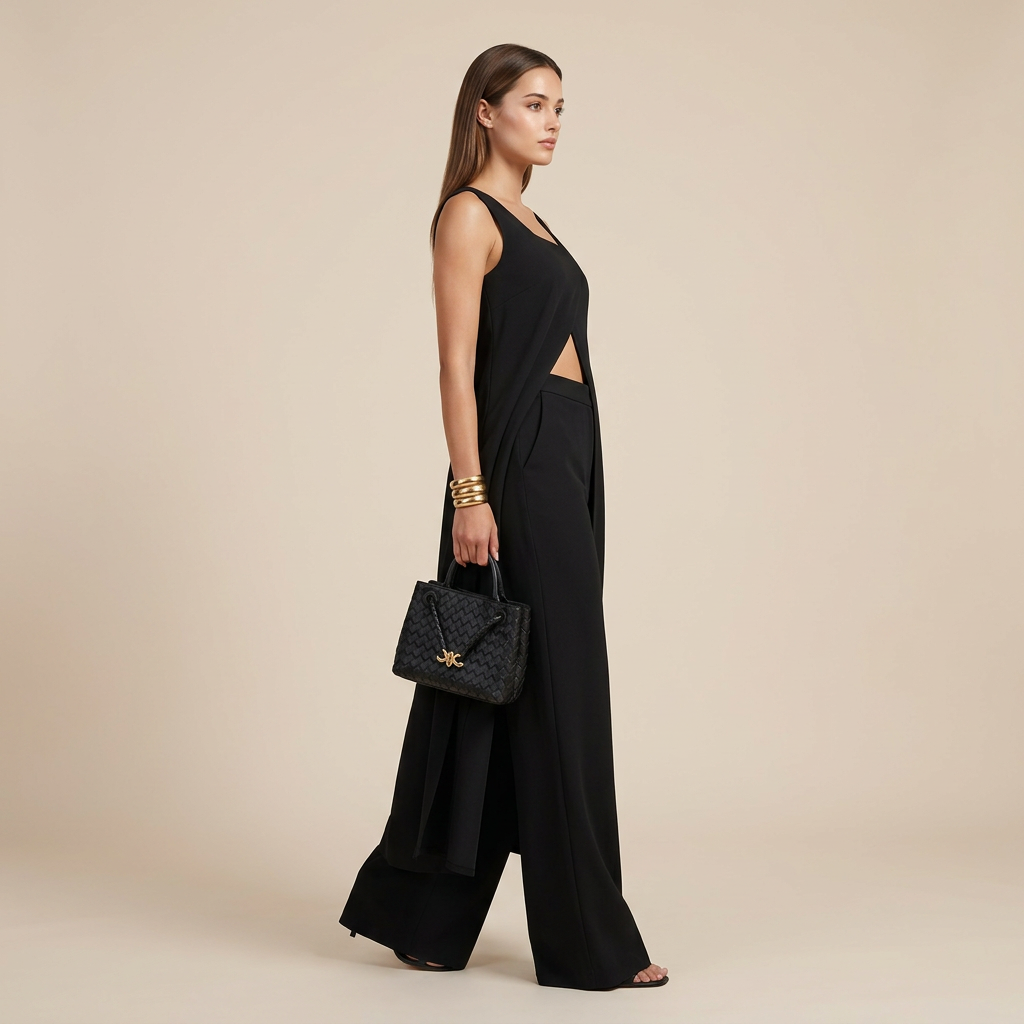 Sleeveless Tunic Top and Wide Leg Pants Set for Meetings Ready and Modern Elegance Women-Vyana Collective