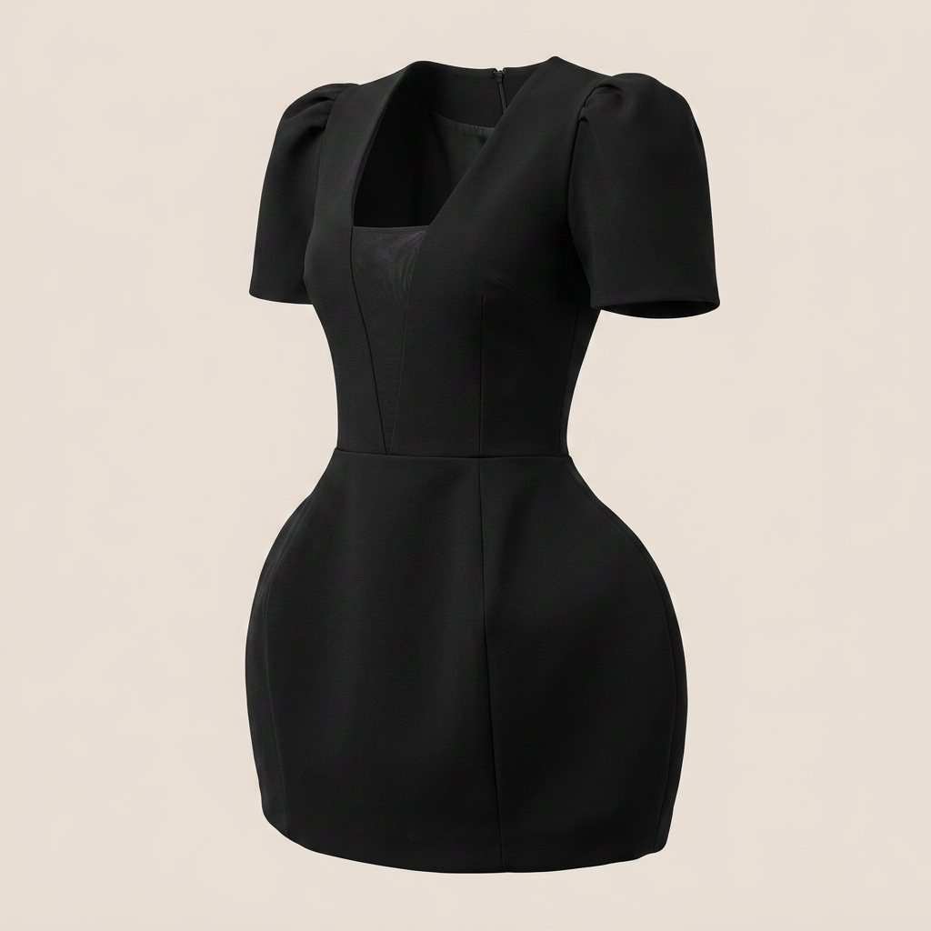 Square Neck Puff Sleeve Mini Dress for Friday Night Vibes and Modern Glamour Women-Vyana Collective
