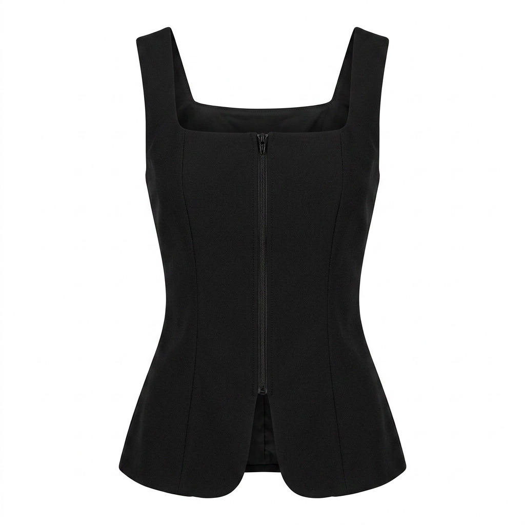 Square Neck Waist Cinched Top for Meetings Ready and Modern Office Style Women-Vyana Collective