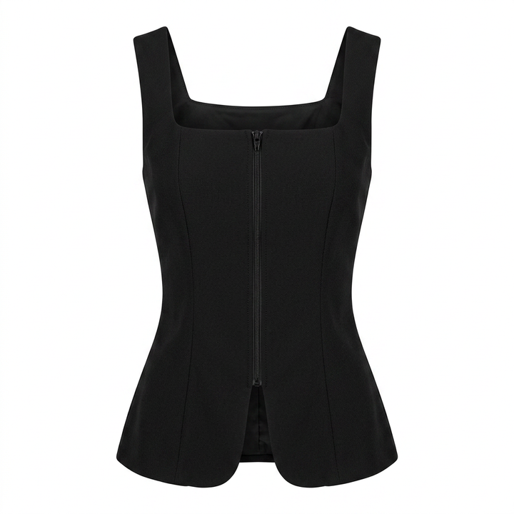Square Neck Waist Cinched Top for Meetings Ready and Modern Office Style Women-Vyana Collective