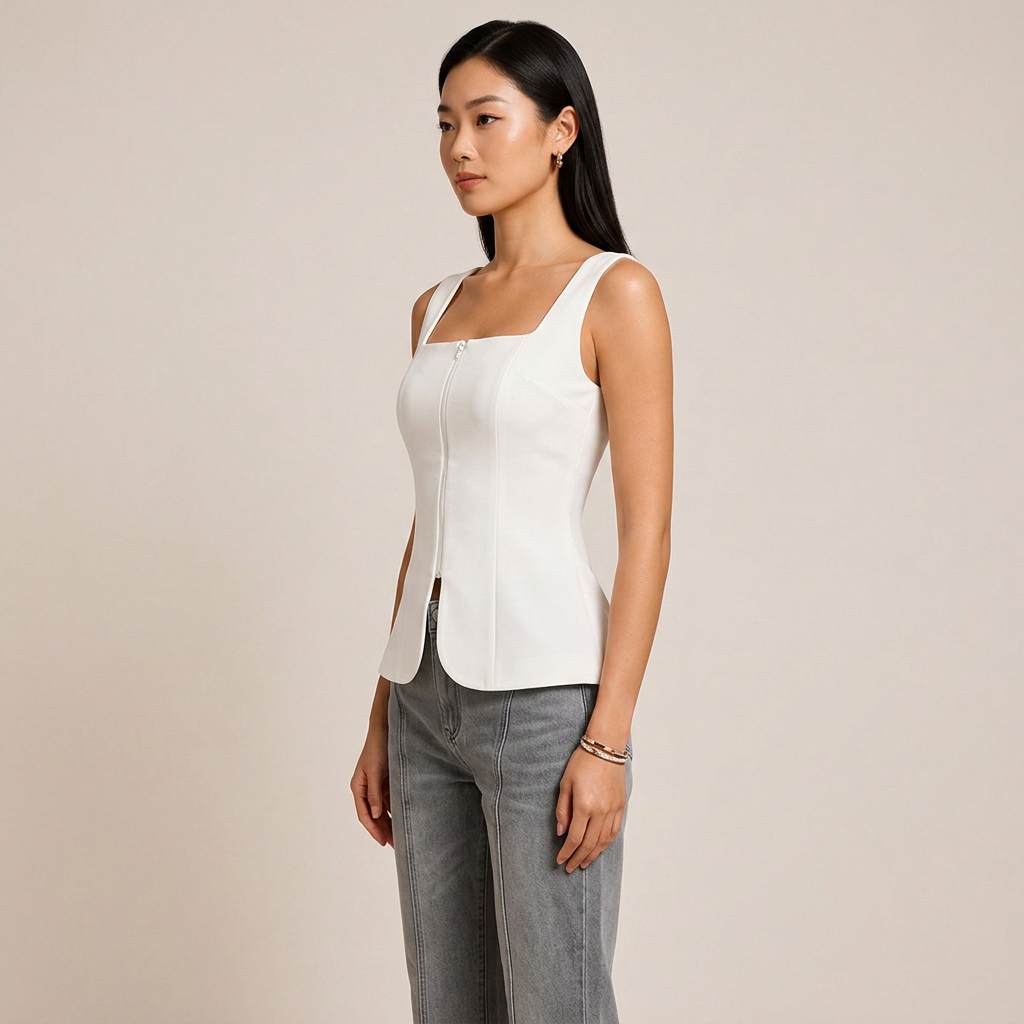 Square Neck Waist Cinched Top for Meetings Ready and Modern Office Style Women-Vyana Collective