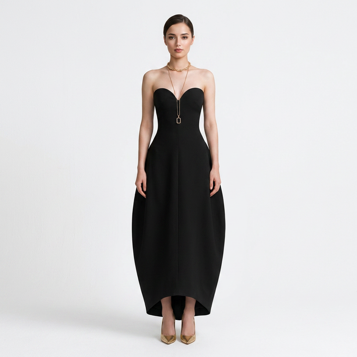Strapless Sweetheart Structured Midi Gown-Vyana Collective