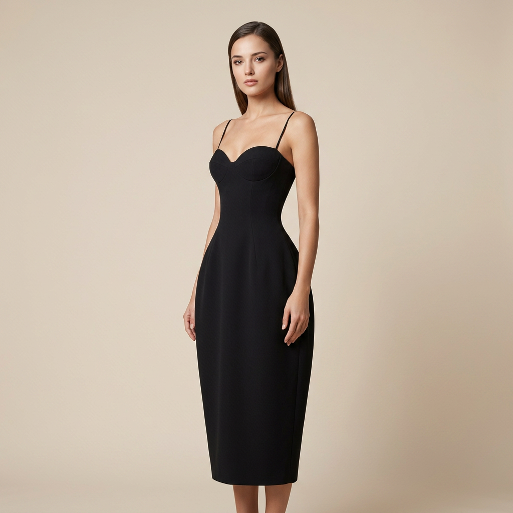 Strapless Sweetheart Structured Midi Gown-Vyana Collective