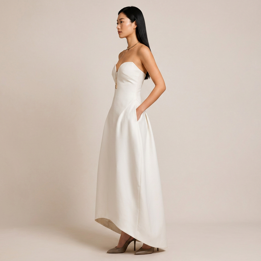 Strapless Sweetheart Structured Midi Gown-Vyana Collective