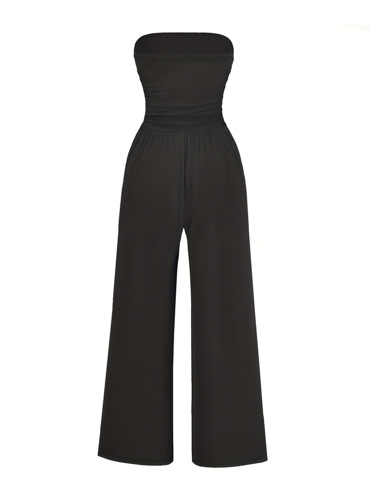 Stretch Tank Jumpsuit with Double Pockets and Waist-Cinching Fit-Vyana Collective