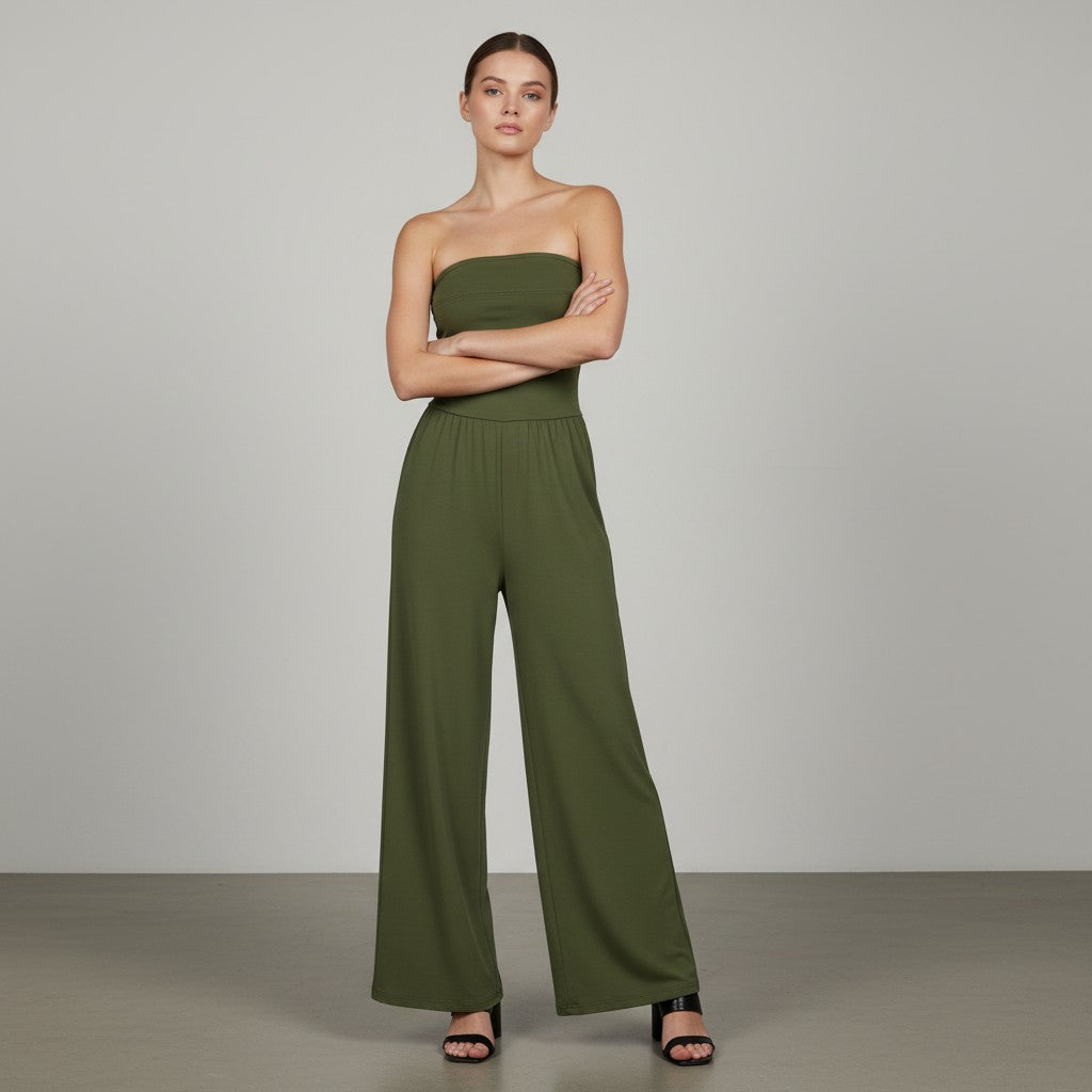 Stretch Tank Jumpsuit with Double Pockets and Waist-Cinching Fit-Vyana Collective