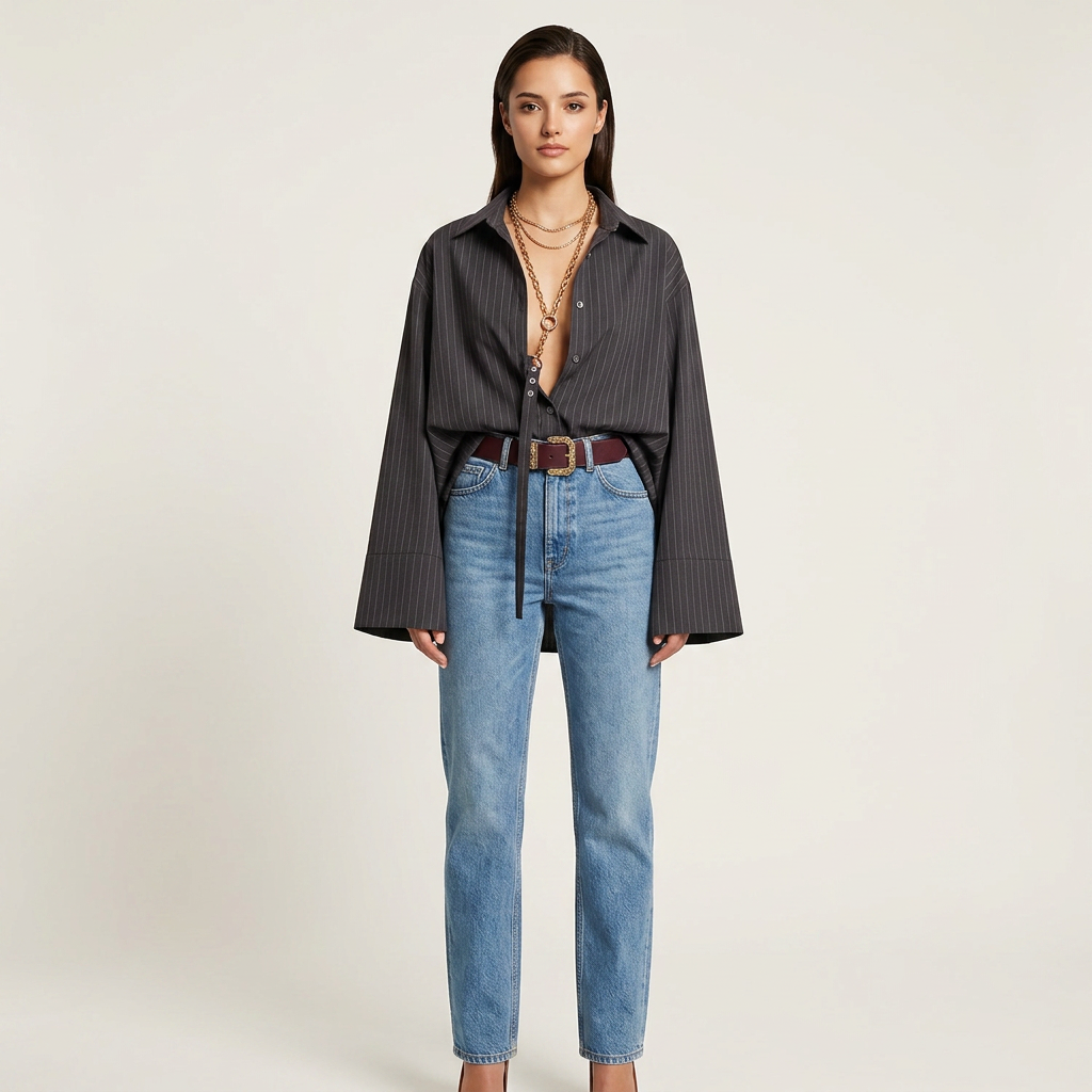 Striped Lace-Up Irregular Hem Top-Vyana Collective