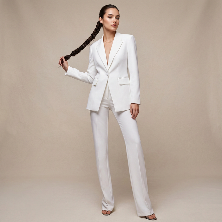 Tailored Blazer and Straight Leg Pants Suit Set for Meetings Ready and Executive Office Style Women-Vyana Collective