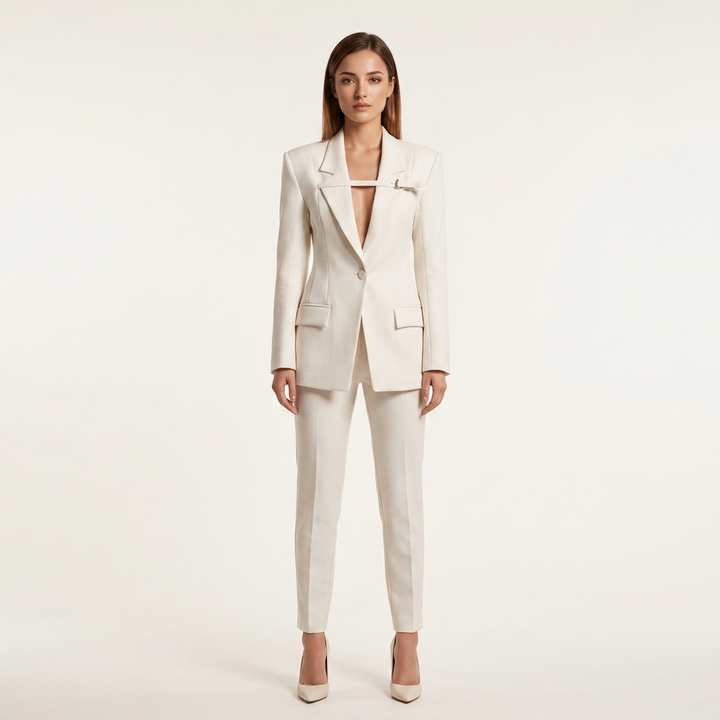 Tailored Cutout Detail Blazer Dress for Cocktail Parties and Modern Elegance Women-Vyana Collective