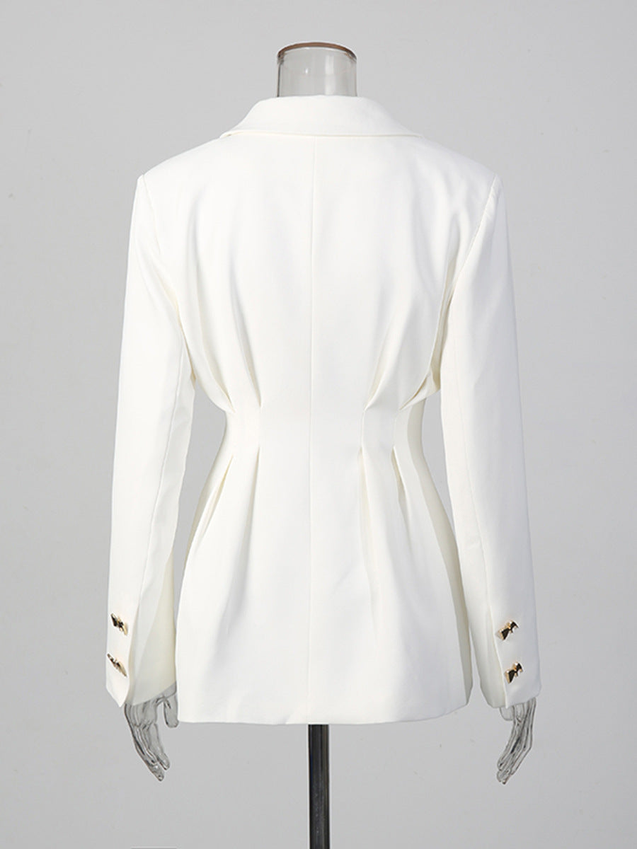 Tailored Fitted Blazer and Straight Leg Trousers Set for Meetings Ready Women-Vyana Collective