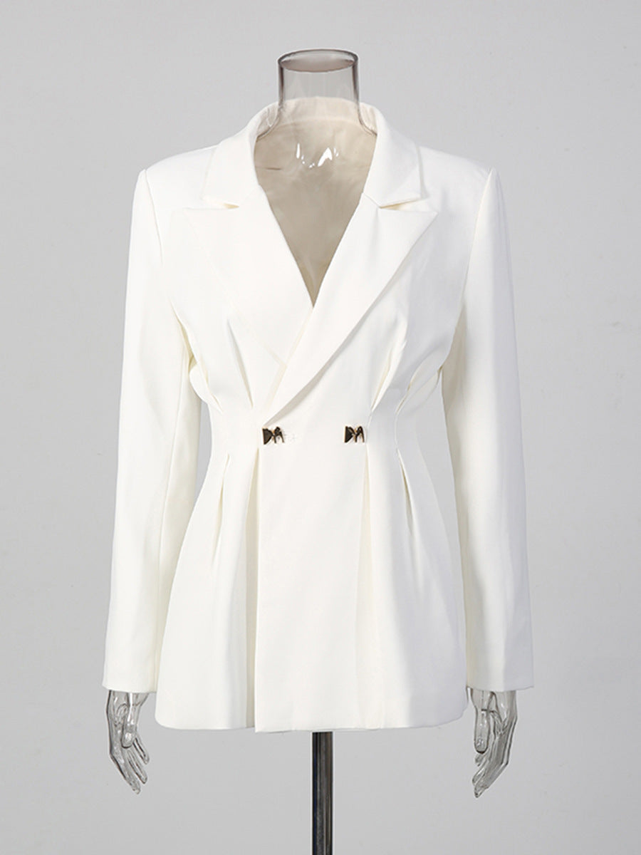 Tailored Fitted Blazer and Straight Leg Trousers Set for Meetings Ready Women-Vyana Collective