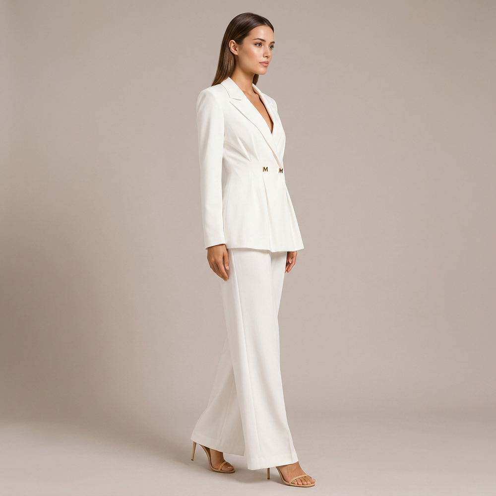 Tailored Fitted Blazer and Straight Leg Trousers Set for Meetings Ready Women-Vyana Collective