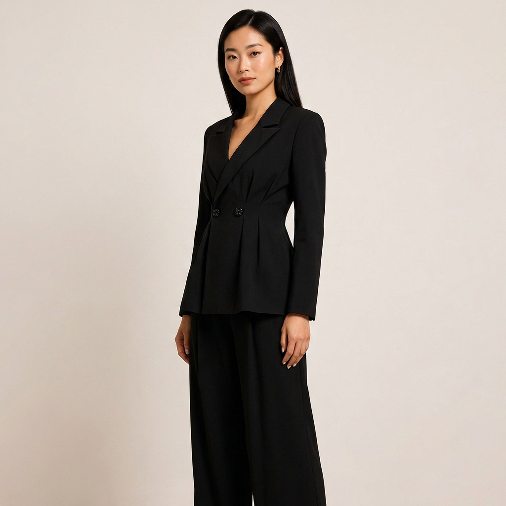 Tailored Fitted Blazer and Straight Leg Trousers Set for Meetings Ready Women-Vyana Collective