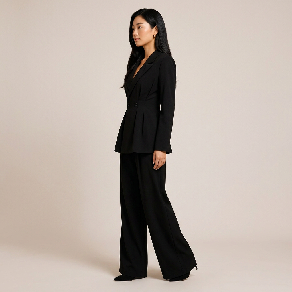 Tailored Fitted Blazer and Straight Leg Trousers Set for Meetings Ready Women-Vyana Collective