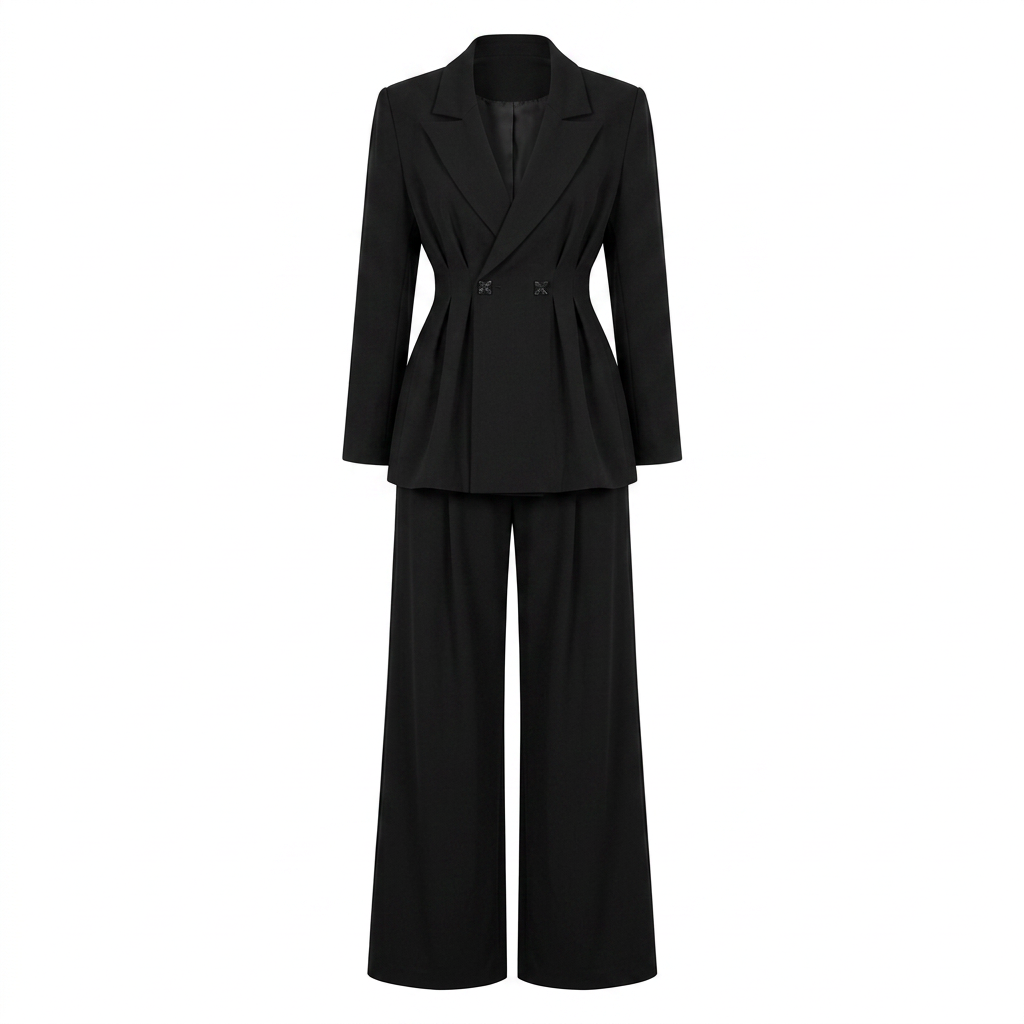 Tailored Fitted Blazer and Straight Leg Trousers Set for Meetings Ready Women-Vyana Collective
