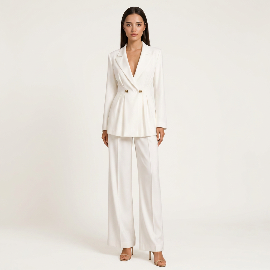 Tailored Fitted Blazer and Straight Leg Trousers Set for Meetings Ready Women-Vyana Collective
