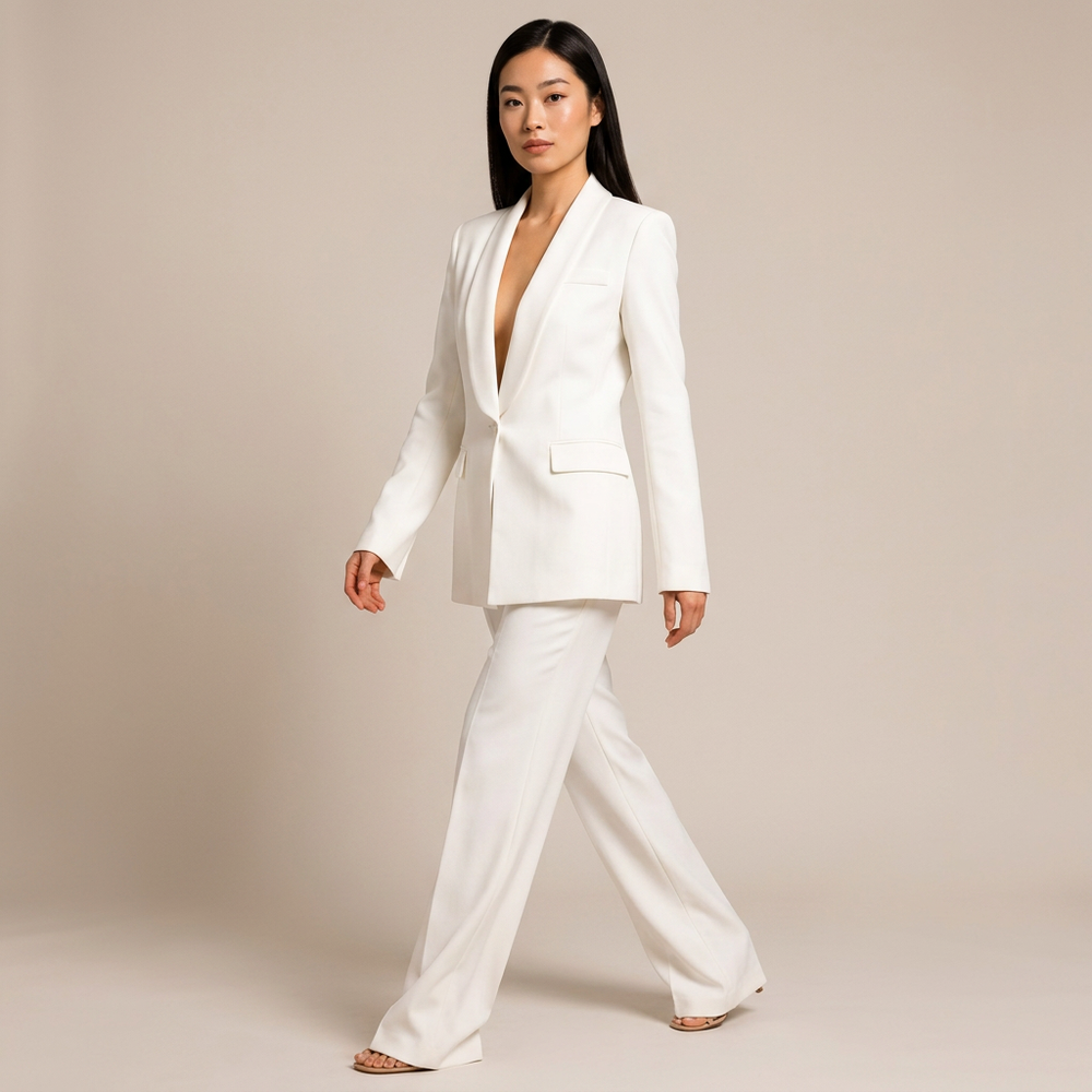 Tailored Lapel Blazer and High-Waist Pants Set-Vyana Collective