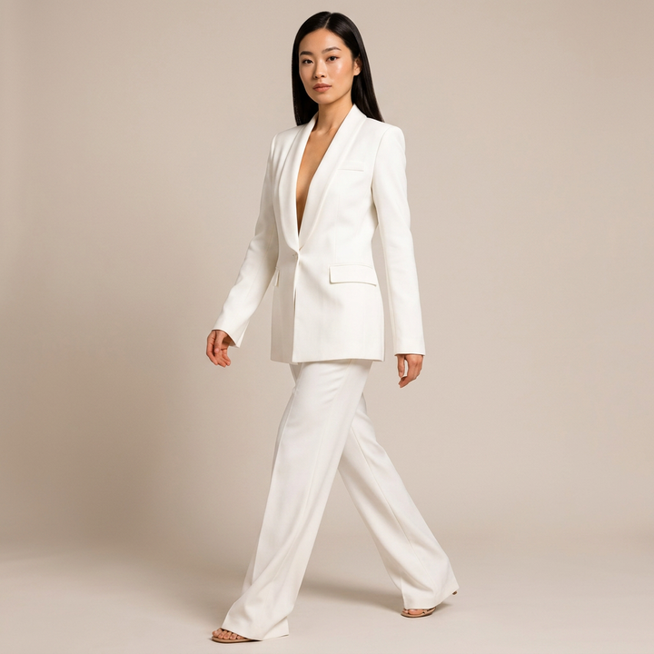 Tailored Lapel Blazer and High-Waist Pants Set-Vyana Collective