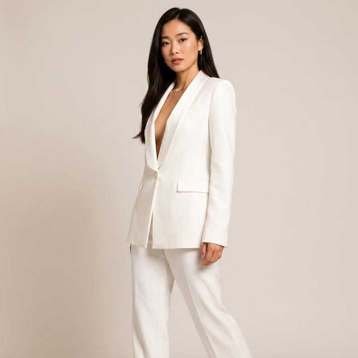 Tailored Lapel Blazer and High-Waist Pants Set-Vyana Collective