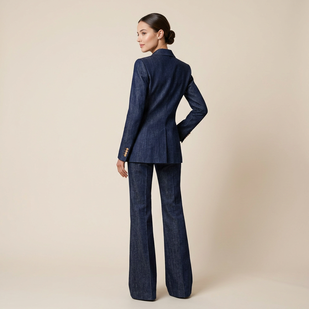 Textured Peak Lapel Blazer &amp; High Waist Flared Pants Two-Piece Suit Set-Vyana Collective