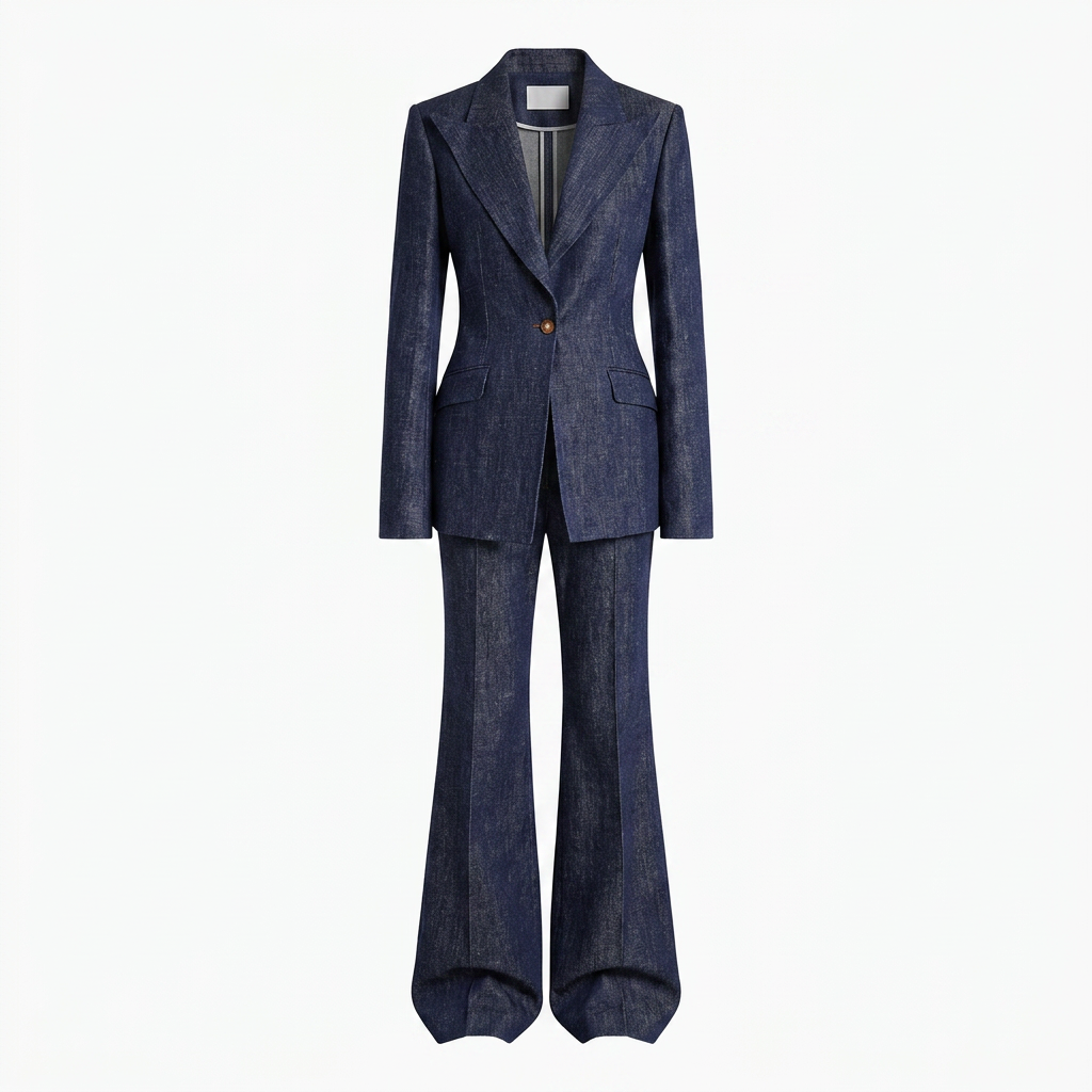 Textured Peak Lapel Blazer &amp; High Waist Flared Pants Two-Piece Suit Set-Vyana Collective