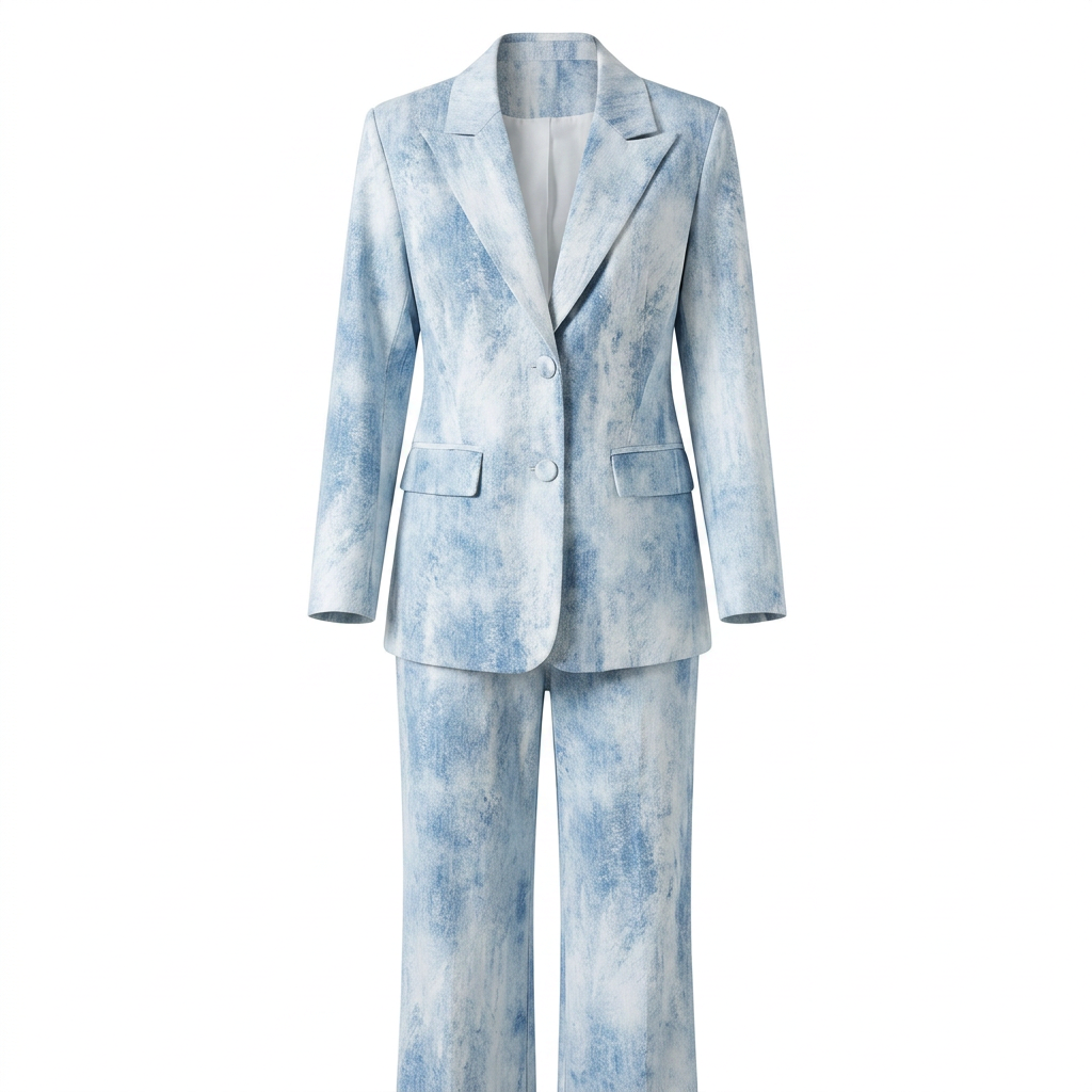 Tie Dye Blazer and Flared Pants Suit Set for Modern Office Style Women-Vyana Collective