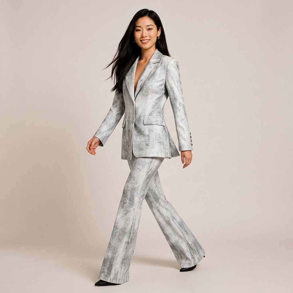 Tie Dye Blazer and Flared Pants Suit Set for Modern Office Style Women-Vyana Collective