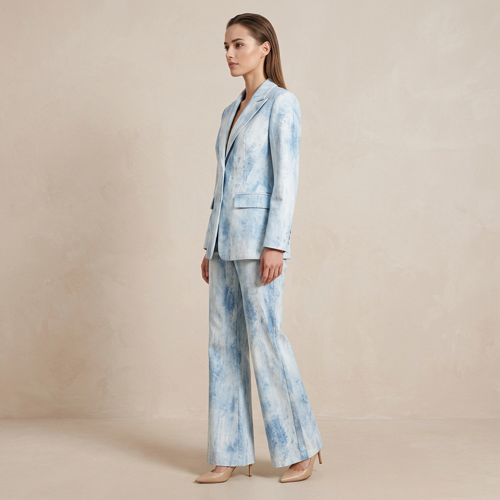 Tie Dye Blazer and Flared Pants Suit Set for Modern Office Style Women-Vyana Collective