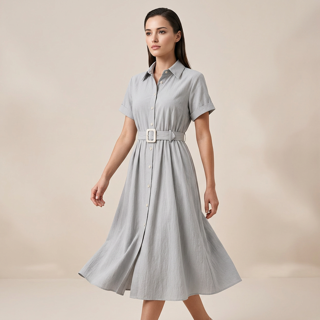 Timeless Belted Shirt Maxi Dress – Effortless Elegance for Every Day-Vyana Collective