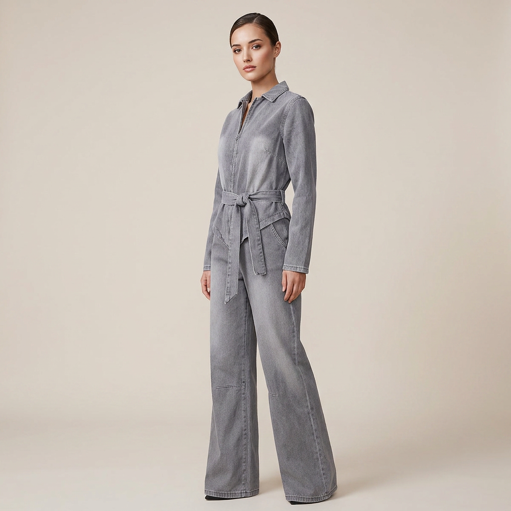 Urban Edge Denim Jacket & High-Waist Jeans Set-Vyana Collective