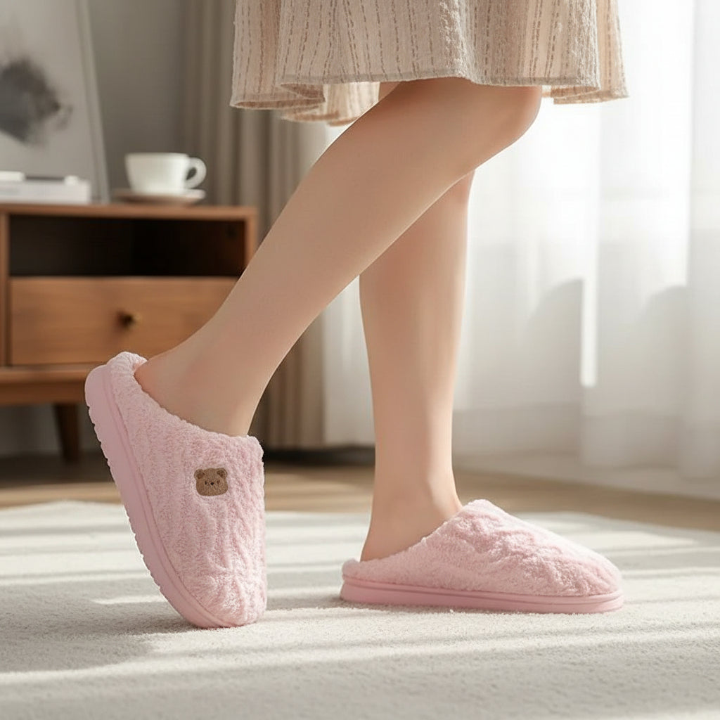 Warm & Cozy Teddy Bear Slippers for Women-Vyana Collective