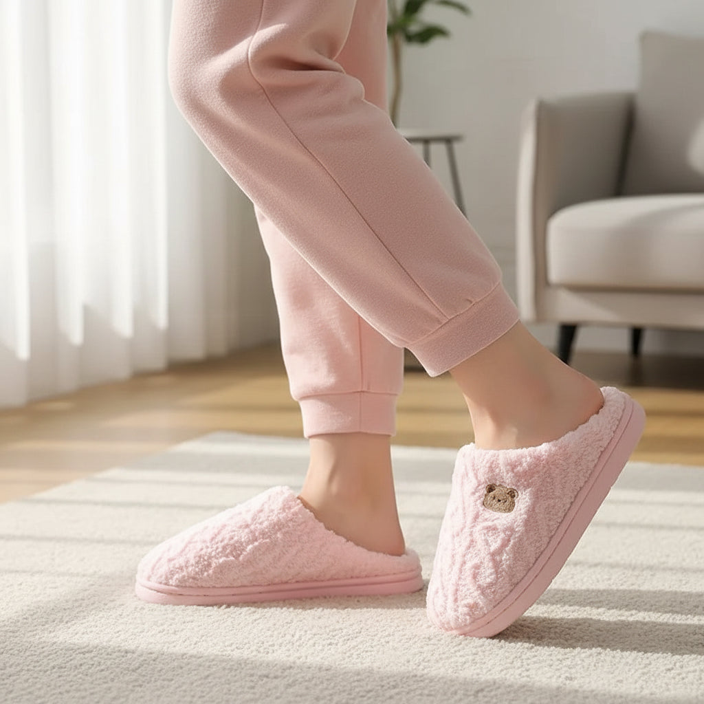 Warm & Cozy Teddy Bear Slippers for Women-Vyana Collective