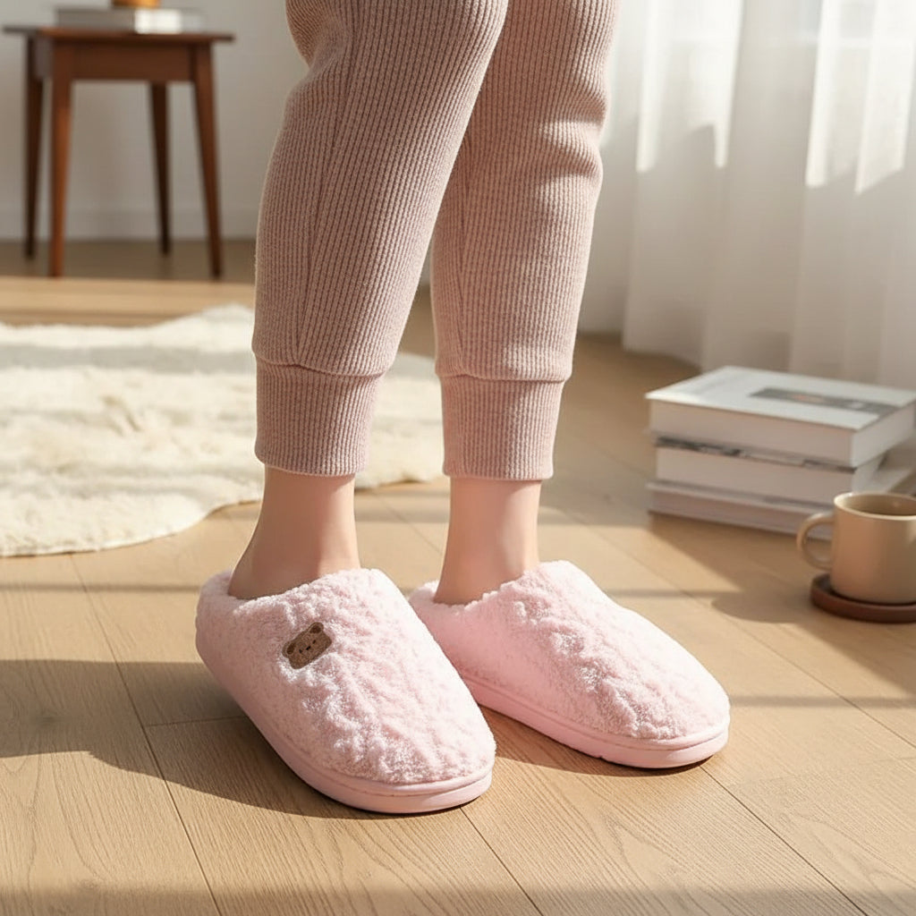 Warm & Cozy Teddy Bear Slippers for Women-Vyana Collective