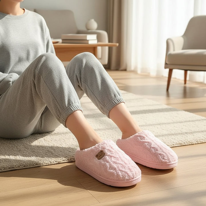 Warm & Cozy Teddy Bear Slippers for Women-Vyana Collective